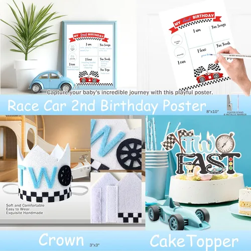 Miniatura 4 de Dos decoraciones de cumpleaños rápidas: 131 piezas con temática de autos de carreras con guirnalda de globos, dos fondos rápidos, globo de aluminio