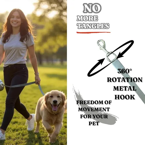 Miniatura 4 de Correa retráctil para perro con soporte para bolsa de excrementos, correa retráctil de nailon de 16 pies, correa retráctil para perros medianos a