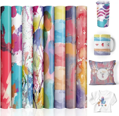 Miniatura 12 de Hojas de transferencia, papel de sublimación de acuarela, papel de transferencia para camisetas en blanco, vasos, tazas, 8 unidades, 12 x 12