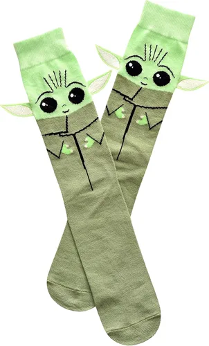 Miniatura 2 de STAR WARS Men's Baby Yoda Full Character Cosplay Crew Socks with Embroidered Ears