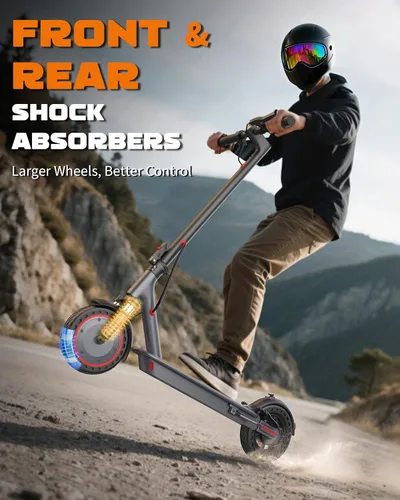 Miniatura 5 de Patinete eléctrico para adultos, motor de 500 W con suspensiones dobles, velocidad máxima de 22 MPH y alcance de 22 millas, neumático sólido de 10