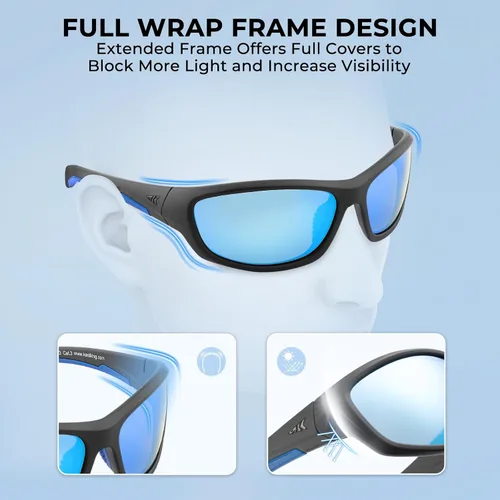 Miniatura 3 de KastKing Hiwassee - Gafas de sol deportivas polarizadas para hombres y mujeres, gafas de sol envolventes para pesca, ciclismo y correr, protección