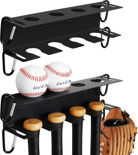 Miniatura 7 de Soporte de pared para bate de béisbol, soporte de béisbol y soporte para bates en la pared para exhibición, organizador de valla de acero resistente