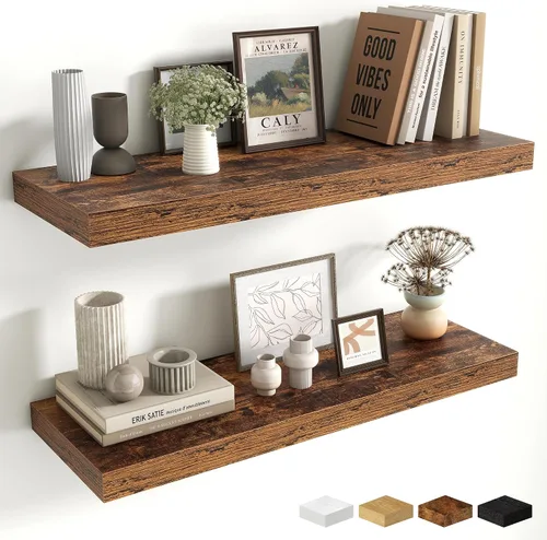 Miniatura 98 de Estantes flotantes de 48 pulgadas para pared, estante de chimenea de 10 pulgadas de profundidad, estantes flotantes de madera para pared, estantes