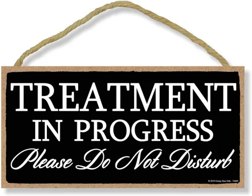 Miniatura 11 de Honey Dew Gifts, Quiet Please Patient Care in Progress, 10 x 5 pulgadas, decoración de oficina de terapia, colgador de puerta, letreros de madera