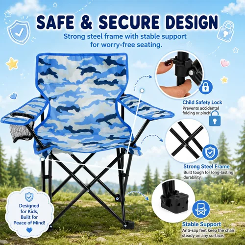Miniatura 7 de Emily Rose Silla de Playa y Campamento Plegable para Niños con Seguro de Seguridad - Silla de Viaje y Campamento para Niños, Niñas y Bebés de 2 a 7