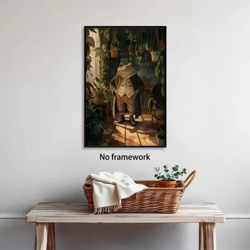 Miniatura 5 de Póster vintage de rana botánica retro, arte de pared de animales para amantes de las plantas, impresión humorística victoriana de rana caballero