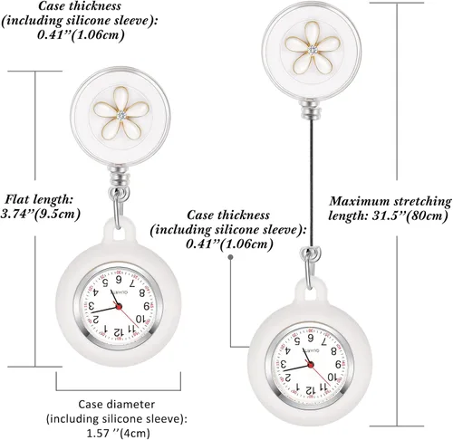 Miniatura 4 de Outus Reloj de enfermera de 4 piezas para enfermeras médicos, reloj de enfermera, broche de bolsillo, reloj digital