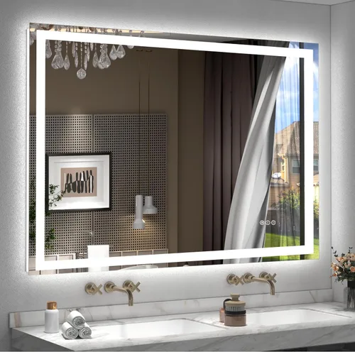 Miniatura 17 de 40x32 Espejo LED inteligente para baño, espejo de tocador regulable con luces, espejo de maquillaje retroiluminado y frontal para pared, antivaho