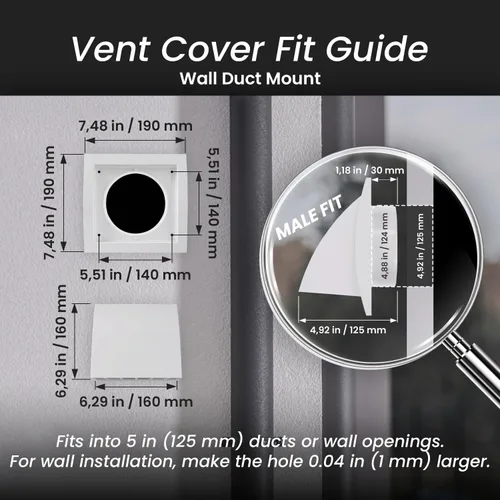 Miniatura 2 de Repa Market Campana de ventilación negra de 4 pulgadas para secadora, cubierta de conducto para paredes, capucha de protección de plástico ABS