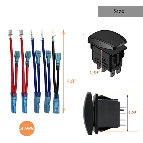 Miniatura 4 de Interruptor basculante momentáneo LED azul impermeable de 10 pines, interruptor momentáneo de encendido y apagado de 12 V/24 V, motor de CC