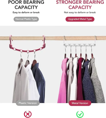 Miniatura 4 de Perchas que ahorran espacio, colgador de camisas, perchas de metal para ropa, ahorro de espacio para colgar ropa, organizador de armario de metal