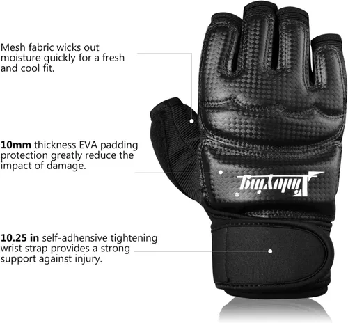 Miniatura 3 de Xinluying Saco de boxeo artes marciales mixtas Sparring Grappling Muay Thai Taekwondo entrenamiento guantes de piel sintética – Muñequeras Negro
