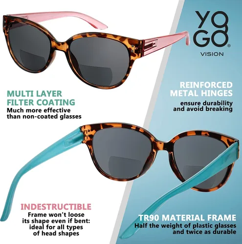 Miniatura 5 de Yogo Vision Bifocal Sunglasses for Women Reader Sunglasses Classic Retro Style Sun Protection Outdoors Eyewear