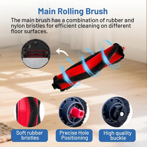 Miniatura 4 de Piezas de repuesto FKDJNIC Q7 M5 Plus para Roborock Q7 M5+, Kit de accesorios para robot aspirador de la serie Q7 L5+, 1 cepillo rodillo principal
