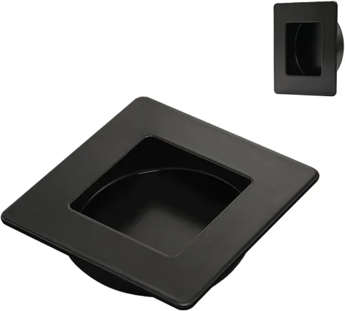 Miniatura 14 de HOMOTEK Paquete de 2 Manijas Redondas Deslizantes para Puerta de Armario Diámetro 2-1/2 pulgadas (65mm) Tiradores Empotrados Negros de Bolsillo
