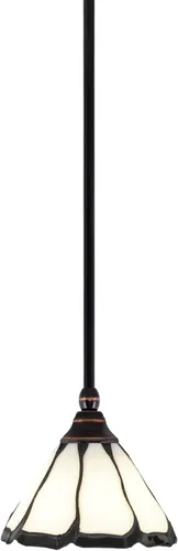 Miniatura 188 de Toltec Lighting Tallo Colgado Mini colgante, acabado de cobre negro, 3.5" cuadrado humo burbuja vidrio