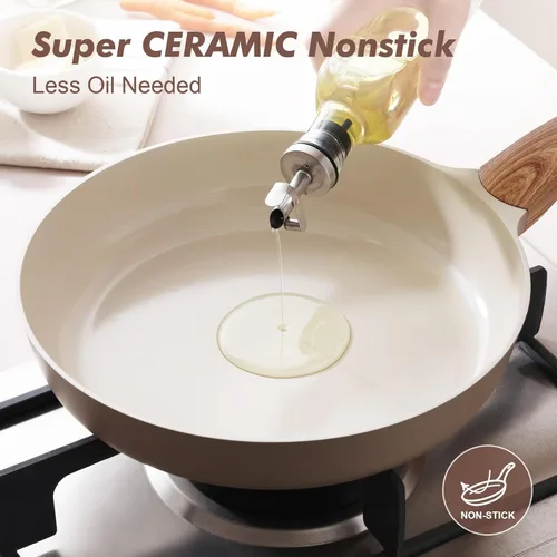 Miniatura 7 de SENSARTE Sartén antiadherente de cerámica con tapa de 11 pulgadas, sartén antiadherente para tortilla, sartén de cocina para chef sin tóxicos