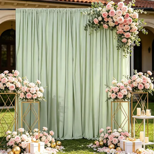Miniatura 47 de Cortinas de Telón de Fondo Blanco de 2 Paneles 5 x 1,5 m de Poliéster, Telón de Fondo para Fotografía, Cortinas para Decoración de Fondo de Boda
