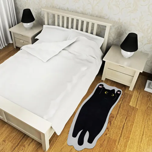 Miniatura 5 de Tapete para gatos, bonita alfombra larga antideslizante para sofá, alfombras estiradas para dormitorio, entrada, sala de estar, cocina, color negro