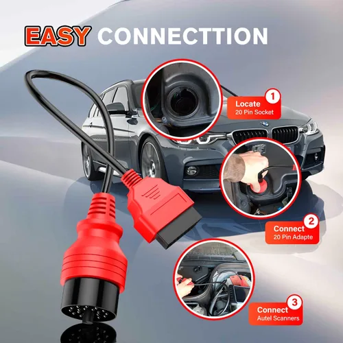 Miniatura 9 de Autel Cable OBD2 de 20 pines a 16 pines para BMW, OBD1 a OBD2 adaptador de diagnóstico Conversor de extensión, calidad OE, trabajo con escáneres