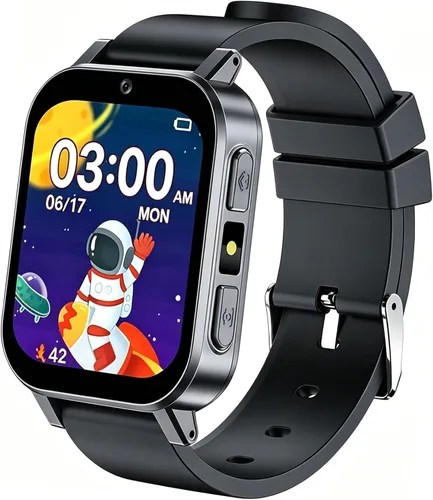T TICCI Reloj inteligente para niños y niñas, pantalla táctil HD de 1.83 pulgadas, batería larga de 500 mAh, carga rápida tipo C, linterna de Negro