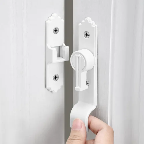 Miniatura 10 de INIRET Cerradura de puerta de granero blanca de 180 grados, pestillo de puerta abatible con asa, pestillos de puerta corredera pesados, cerradura