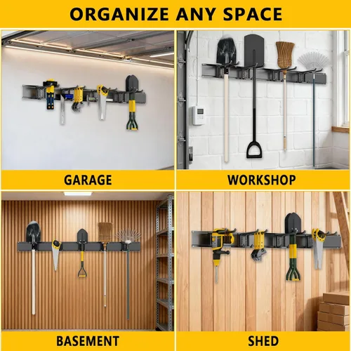 Miniatura 6 de Organizador de herramientas de garaje para montaje en pared, sistema de almacenamiento de garaje resistente de 32 pulgadas y organizador