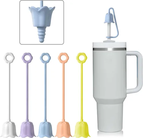 Miniatura 10 de 5 fundas de popote de silicona para vaso Stanley Yeti, tapa de popote reutilizable para beber fácil de limpiar, a prueba de polvo, compatible