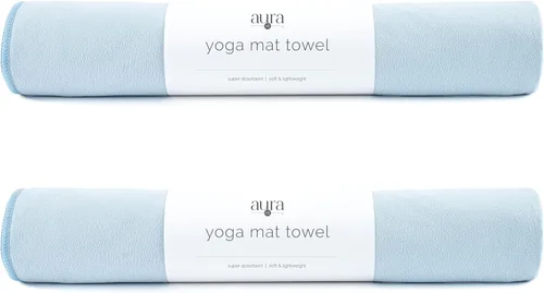 Miniatura 10 de S&T INC. Toalla de esterilla de yoga, toalla de secado rápido, suave y absorbente para gimnasio, pilates y esterilla de yoga caliente, paquete de 2
