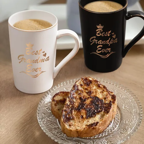 Miniatura 2 de Cabtnca Regalos para abuelos, el mejor juego de tazas para abuela y abuelo, regalos de Navidad para abuela y abuelo de nieta y nietos, 14Oz Negro &