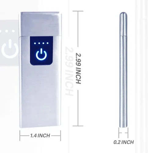Miniatura 3 de Sensor inteligente de huellas dactilares a prueba de viento doble cara Encendido de cigarrillos USB recargable encendedor (plata)