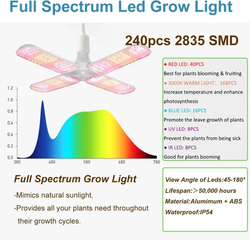 Miniatura 2 de Kit completo de tienda de cultivo de 4 x 4 pulgadas de Mylar de alta reflectancia para interiores de 48 x 48 x 80 pulgadas + luz LED para cultivo