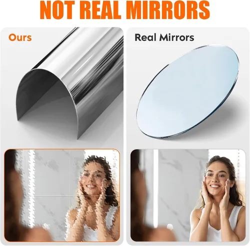 Miniatura 8 de Hojas de espejo flexibles de acrílico de 12" x 12", paquete de 8 azulejos de espejo cuadrados autoadhesivos cortables, calcomanías de pared, espejos