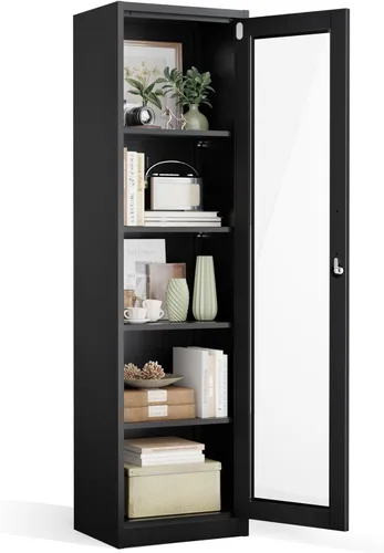 Miniatura 24 de VINGLI Armario de Pared para Garaje con Puertas con Cerradura y Estante Ajustable, Gabinete de Pared de Metal, Gabinete de Almacenamiento Superior