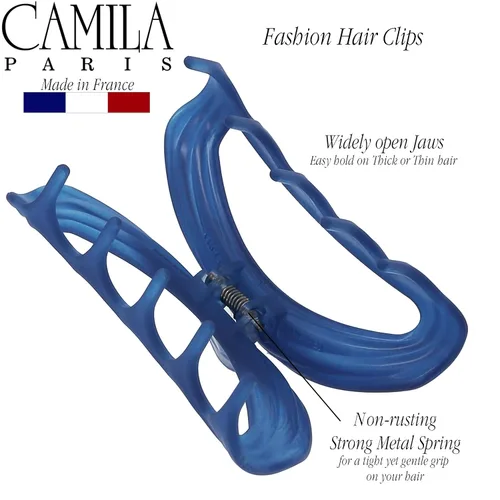 Miniatura 4 de Camila Paris CP3532 - Pinza para el cabello francesa para mujer, color azul, pinza para el cabello para niñas, a la moda, duradera y de estilo, Azul