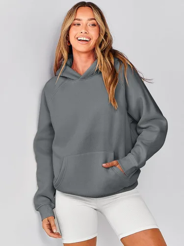 Miniatura 3 de Caracilia Sudaderas con capucha de gran tamaño para mujer, de forro polar, manga larga, con bolsillos, ropa de moda para otoño 2024
