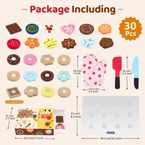 Miniatura 3 de Airlab Juguete de madera para niños pequeños 3-5 Desayuno Playset y Galleta de Madera Juego de Alimentos de Juguete