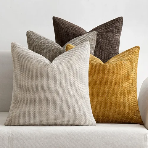 Miniatura 30 de MIULEE Paquete de 4 fundas de almohada para sofá, 16 x 16 pulgadas, fundas de almohada decorativas de felpilla suave color crema, fundas de cojín