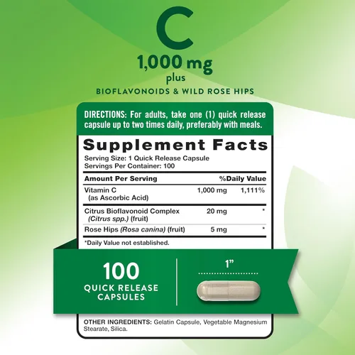 Miniatura 2 de Vitamina C de 1000 mg 100 cápsulas con rosa silvestre HIPS y bioflavonoides Suplemento sin OMG y sin gluten por Nature's Truth