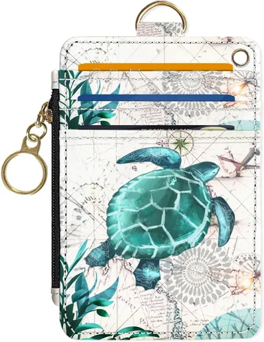 Miniatura 22 de Portafolios delgado Portafolios para tarjetas de crédito, Portafolios RFID para mujer Linda pequeña cartera de bolsillo frontal con cremallera