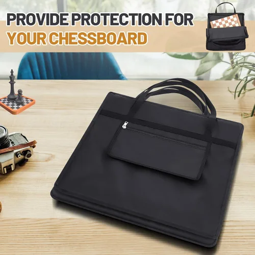 Miniatura 5 de Bolsa de ajedrez estándar de pulgadas con un solo bolsillo con cremallera para almacenar tu equipo, un regalo ideal (20 x 20 pulgadas)