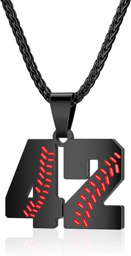 Miniatura 21 de Collar con número de béisbol para niños 00-99, collar con número de camiseta de béisbol de acero inoxidable, colgante personalizado, regalo