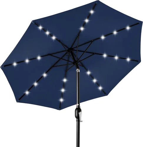 Miniatura 13 de Best Choice Products Solar Polyester LED Lighted Patio Umbrella w/Tilt Adjustment and UV-Resistant Fabric Gris niebla
