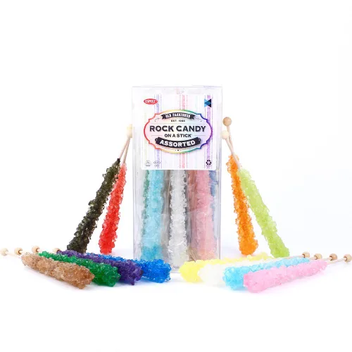 Miniatura 12 de Palitos de caramelo de roca extragrandes: 12 paletas de cereza rosa – envueltas individualmente – Palitos de caramelo de roca de cristal