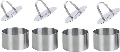 Miniatura 5 de Juego de 8 anillos redondos para tartas, moldes para mousse y pastelería de acero inoxidable, anillos de postre para alimentos, incluye 8 anillos