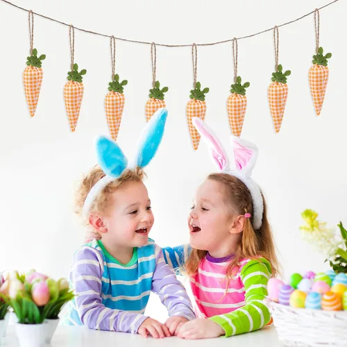 Miniatura 7 de Pancarta de zanahoria de Pascua, guirnalda de zanahoria de conejo, guirnalda de zanahoria, adorno de pared para fiesta, chimenea, decoración