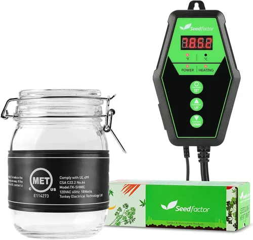 Juego combinado de tapete térmico de plántulas y termostato digital con certificación MET de 3.5 x 21 pulgadas