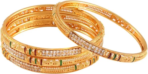 Miniatura 5 de Jewar Bangles Indian Rajasthani Handmade Meena Work Gold Plated Ad Traditional Jewelry gifting wedding 6364