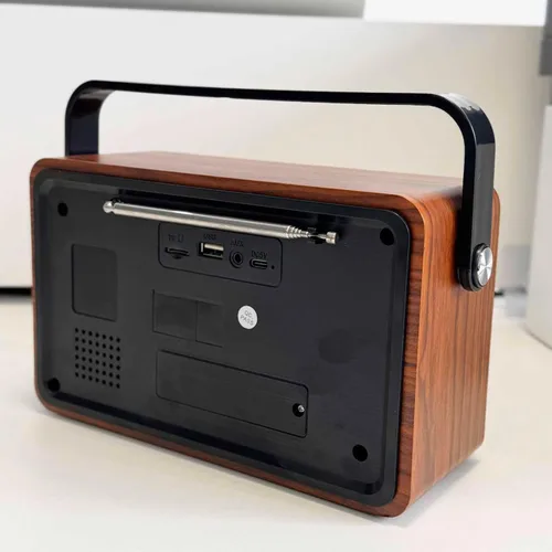 Miniatura 2 de Radio AM/FM retro con altavoz y función de reproducción de TF/USB, radio de diseño vintage con dial de sintonización grande, batería de larga